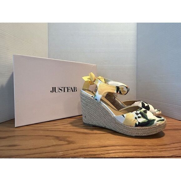 JustFab Espadrille -Wedges- Women’s Size: 7.5 - Yasmin Size-Color  Lemon - Picture 3 of 12